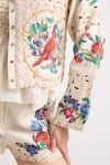 Buy_Chandrima_Ivory Chanderi Applique Embroidered Floral Lapel Collar Short Jacket _Online_at_Aza_Fashions