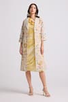 Buy_Chandrima_Ivory Silk Organza Embroidered Floral Lapel Collar Chanderi Long Jacket _at_Aza_Fashions