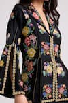 Buy_Chandrima_Black Chanderi Embroidered Floral Lapel Collar Jacket _Online_at_Aza_Fashions