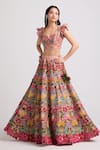 Shop_Chandrima_Pink Chanderi Embroidered Floral Lehenga_at_Aza_Fashions