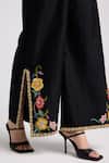 Chandrima_Black Chanderi Placement Embroidery Floral Pant _Online_at_Aza_Fashions