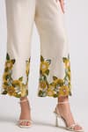 Chandrima_Ivory Chanderi Placement Embroidery Sunflower Pant _Online_at_Aza_Fashions