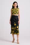 Buy_Chandrima_Black Chanderi Embroidery Sunflower Skirt _at_Aza_Fashions