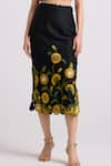 Chandrima_Black Chanderi Embroidery Sunflower Skirt _Online_at_Aza_Fashions