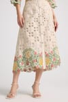 Chandrima_Ivory Chanderi Embroidery Chequered Cutwork Skirt _Online_at_Aza_Fashions