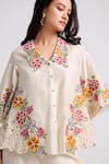 Buy_Chandrima_Ivory Chanderi Embroidery Floral Collared Neck Shirt _at_Aza_Fashions