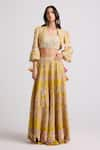 Buy_Chandrima_Yellow Chanderi Embroidered Cord Contrast Work Lehenga _at_Aza_Fashions