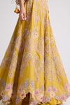 Shop_Chandrima_Yellow Chanderi Embroidered Cord Contrast Work Lehenga _Online_at_Aza_Fashions