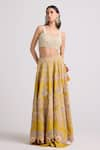 Chandrima_Yellow Chanderi Embroidered Cord Contrast Work Lehenga _at_Aza_Fashions