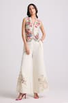 Buy_Chandrima_Ivory Cotton Twill Embroidered Cutwork Flared Pant _at_Aza_Fashions