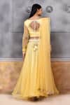 Shop_Khwaab by Sanjana Lakhani_Yellow Organza Embroidered Gota Patti V Neck Blouse Lehenga Set_at_Aza_Fashions