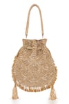 Buy_Beau Monde_Gold Cutdana Embellished Potli _at_Aza_Fashions