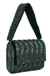 Buy_Beau Monde_Emerald Green Crystal Noor Embellished Clutch With Sling Chain _at_Aza_Fashions