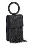 Buy Beau Monde Black Crystal Nora Embellished Clutch With Sling Chain at Aza Fashions Buy_Beau Monde_Black Crystal Nora Embellished Clutch With Sling Chain _at_Aza_Fashions