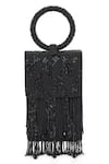Beau Monde Black Crystal Nora Embellished Clutch With Sling Chain Online at Aza Fashions Beau Monde_Black Crystal Nora Embellished Clutch With Sling Chain _Online_at_Aza_Fashions