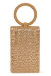 Shop_Beau Monde_Gold Crystal Nora Embellished Clutch With Sling Chain _at_Aza_Fashions