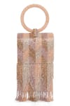 Beau Monde_Rose Gold Crystal Nora Embellished Clutch With Sling Chain_Online_at_Aza_Fashions