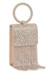 Buy_Beau Monde_Silver Crystal Nora Embellished Clutch With Sling Chain_at_Aza_Fashions