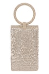 Shop_Beau Monde_Silver Crystal Nora Embellished Clutch With Sling Chain_at_Aza_Fashions