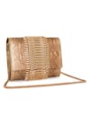 Buy_Beau Monde_Brown Metal Stud Callie Embellished Clutch With Sling Chain_at_Aza_Fashions