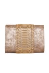 Shop_Beau Monde_Rose Gold Metal Stud Callie Embellished Clutch With Sling Chain _at_Aza_Fashions