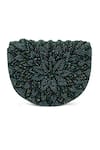 Buy_Beau Monde_Emerald Green Crystal Rose Embellished Clutch With Sling Chain _Online_at_Aza_Fashions