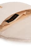 Beau Monde_Ivory Crystals, Beads Rose And Work Clutch With Sling Chain _at_Aza_Fashions
