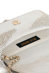 Buy_Beau Monde_Silver Metallic Mesh Disco Embellished Clutch With Sling Chain
