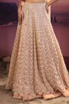 COUTURE BY NIHARIKA_Peach Organza Embroidery Moti Scoop Neck Scallop Bridal Lehenga Set _Online_at_Aza_Fashions