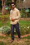 Buy_Linen Bloom_Green 100% Linen Embroidery Vine Shirt _Online_at_Aza_Fashions