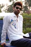 Buy_Linen Bloom_White 100% Linen Embroidery Marlin Fish Shirt _at_Aza_Fashions