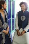 Roohbyridhimaa_Blue Viscose, Silk Embroidery, Zari Mandala Navy Bundi _Online_at_Aza_Fashions