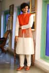 Shop_RoohbyRidhimaa_Orange Viscose Raw Silk Embroidery Zari Muktalif Bundi_Online_at_Aza_Fashions