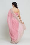 Shop_Anushree Reddy_Pink Organza Leh Sahya Saree With Unstitched Blouse Fabric  _at_Aza_Fashions