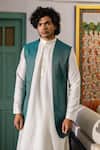 RoohbyRidhimaa_Green Silk Chanderi Stripes Nusrat Pattern Bundi_Online_at_Aza_Fashions