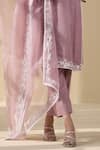 Meesa_Purple Organza Embroidery Thread Round Neck Bahar Kurta Pant Set  _Online_at_Aza_Fashions