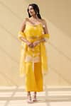 Buy_Meesa_Yellow Organza Embroidery Thread Round Neck Wildbloom Kurta Pant Set  _at_Aza_Fashions