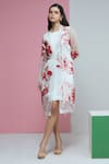 Buy_Studio Radical_White Jacket Organza Applique Rafflesia Dress Boat Neck With Solid _at_Aza_Fashions