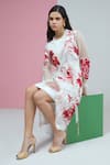 Studio Radical_White Jacket Organza Applique Rafflesia Dress Boat Neck With Solid _Online_at_Aza_Fashions