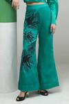 Shop_Studio Radical_Green Crop Jacket Silk Embroidery Beads Spread Blossom With Bootcut Pant _at_Aza_Fashions