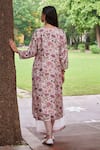 Shop_Charu Makkar_Pink Muslin Raw Silk Printed Floral Broad Collar Vien Kurta And Palazzo Set _at_Aza_Fashions