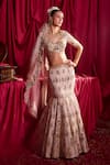 Buy_TYOHAR_Pink Blouse And Lehenga- Silk Embroidery Floral V Tharini Fish Cut Bridal Set_at_Aza_Fashions