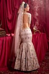 TYOHAR_Pink Blouse And Lehenga- Silk Embroidery Floral V Tharini Fish Cut Bridal Set_Online_at_Aza_Fashions