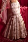 TYOHAR_Pink Blouse And Lehenga- Silk Embroidery Floral V Tharini Fish Cut Bridal Set_at_Aza_Fashions