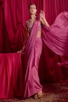 Buy_TYOHAR_Purple - Opada Silk Embroidered Resham Pre-draped Saree With Work _Online_at_Aza_Fashions