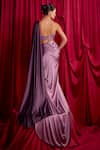 Shop_TYOHAR_Purple Armani Satin Embroidered Pratvi Pre-draped Saree With Strapless  _at_Aza_Fashions