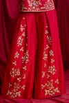 Buy_TYOHAR_Red Silk Embroidery Floral Straight Neck Strapless Tunic With Palazzo _Online_at_Aza_Fashions