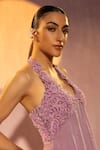 Shop_TYOHAR_Purple Chanderi Embroidery Sequin Halter Naila Kurta And Pant Set _Online_at_Aza_Fashions