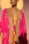 Buy_TYOHAR_Pink Silk Embroidery Geometric Kaftan Open Pattern Pant Set  _Online_at_Aza_Fashions