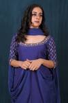 Shop_Saubhagya_Blue Kurta Silk Embroidery Sequin Scoop Neck Sleeve Set _Online_at_Aza_Fashions
